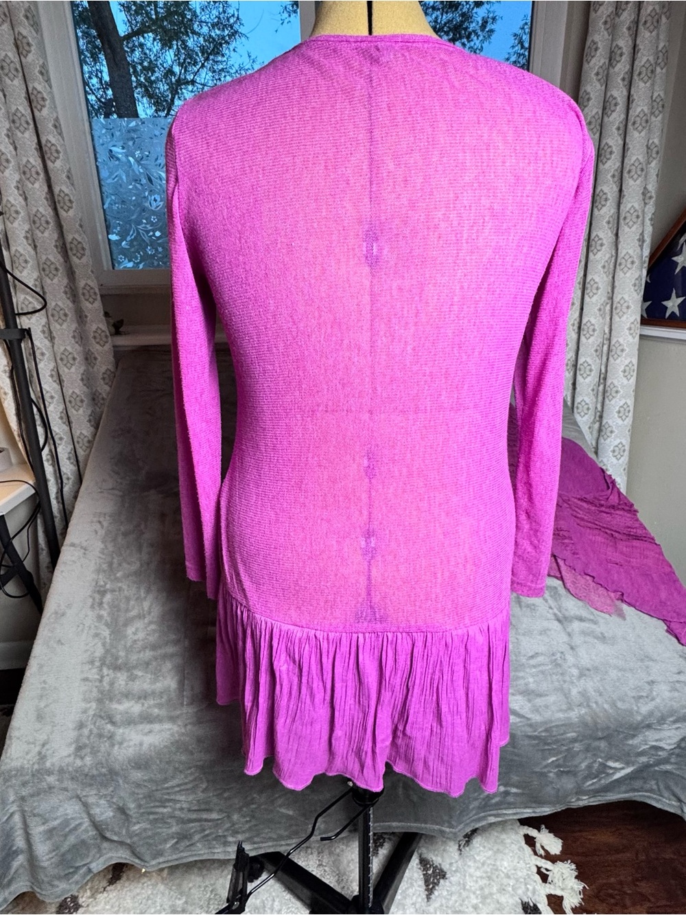 Pretty Angel 2 Piece Boho Lagenlook Tunic Set Pink Lace Layered Top Large - Picture 4 of 13